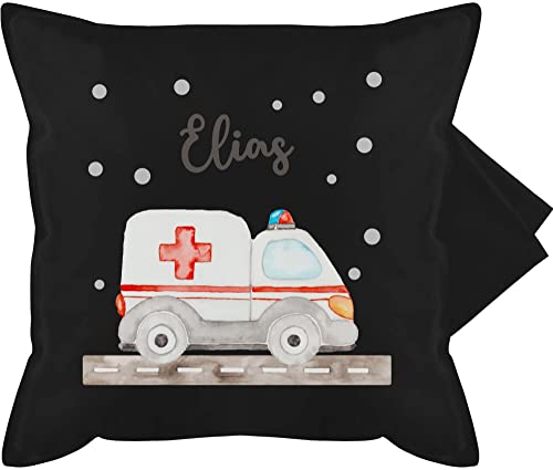 Geschenk mit Namen personalisiert by Shirtracer Kissenbezug - Krankenwagen Blaulicht Rettungswagen Ambulanz Rettungsauto Rettungsdienst - 50 x 50 cm - Schwarz - Geschenke kissenhülle Kissen von Geschenk mit Namen personalisiert by Shirtracer