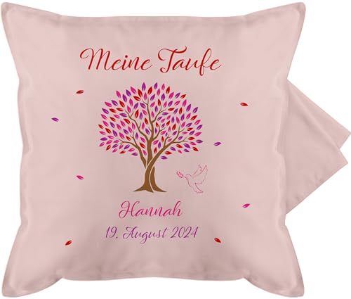 Kissenbezug - Meine Taufe - Taufgeschenk Mädchen Taufgeschenke Patenkind - 50 x 50 cm - Hellrosa - zur Kissen konfirmation Name individualisiert patenkind+Geschenk personalisierte Kommunion für von Geschenk mit Namen personalisiert by Shirtracer