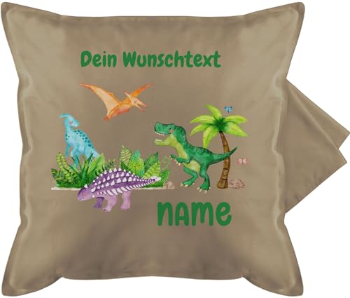 Kissenbezug - Tiere - Dino Dinos Dinosaurier - 50 x 50 cm - Beige - Kissen tierkissen Tieren Name kissenhülle kleine personalisierte Geschenke und Tier Personalisieren Tiger von Geschenk mit Namen personalisiert by Shirtracer