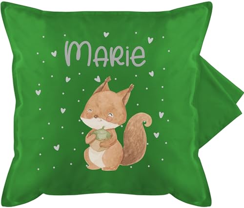 Kissenbezug - Tiere - Eichhörnchen Eichhorn Squirrel - 50 x 50 cm - Grün - tierkissen Tieren Waldtiere Kissen kleine personalisierte Geschenke und kissenhülle Tier Name Personalisieren Dino Tiger von Geschenk mit Namen personalisiert by Shirtracer