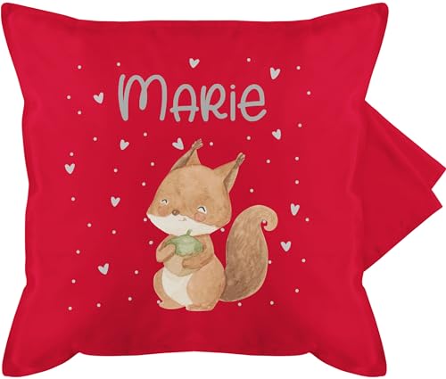 Kissenbezug - Tiere - Eichhörnchen Eichhorn Squirrel - 50 x 50 cm - Rot - tierkissen Name und Tier Waldtiere Kissen Tieren kissenhülle Personalisieren Dino personalisierte Geschenke Tiger kleine von Geschenk mit Namen personalisiert by Shirtracer