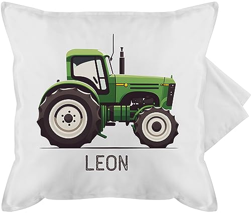 Kissenbezug - Traktor Landwirte Landwirt Traktoren Trecker Landwirtschaft - 50 x 50 cm - Weiß - Bulldog und Name Kissen personalisiertes Bauern traktormotiv Traktor, für traktorfahrer schlepper von Geschenk mit Namen personalisiert by Shirtracer