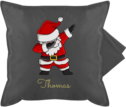 Kissenbezug - Weihnachtskissen Christmas Geschenke - Dab Dabbing Weihnachtsmann mit Name - 50 x 50 cm - Grau - Weihnachts kissenhülle weihnachtsmotive kissenhüllen weihnacht kissenbezüge von Geschenk mit Namen personalisiert by Shirtracer