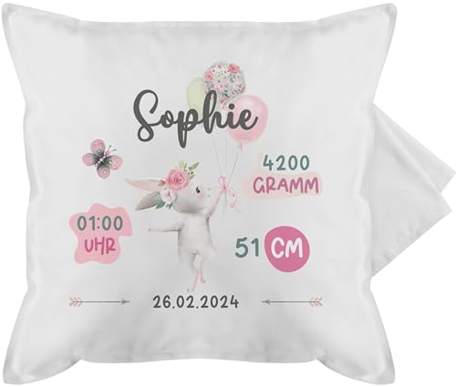 Kissenbezug - Zur - Geburtsgeschenk Maß Gewicht Geburt - 50 x 50 cm - Weiß - Baby personalisierte Geschenke Kissen kissenhüllen Schwangerschafts verkündung personalisierter von Geschenk mit Namen personalisiert by Shirtracer