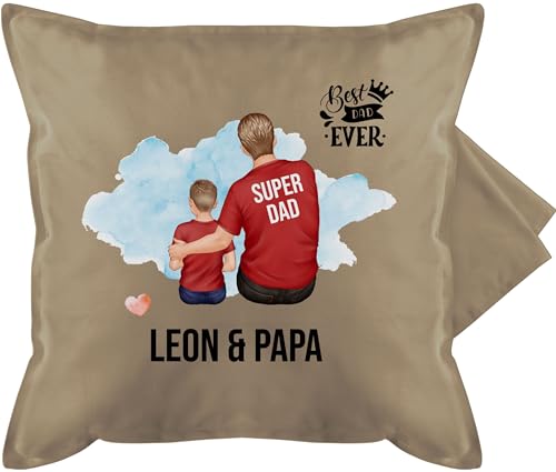 Kissenbezug - zum Vatertag - Papa Geschenk I Geschenkidee Stiefpapa Bester Vater Geburtstag - 50 x 50 cm - Beige - personalisierte Vatertagsgeschenk Kissen Geschenke für väter dad Papa... papatags von Geschenk mit Namen personalisiert by Shirtracer