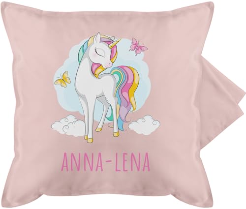 Kissenbezug - Einhorn Unicorn Einhörner Kinder Geschenk - 50 x 50 cm - Hellrosa - Kissen personalisierte Unicorns kuschelkissen kinderkissen einhörnern Baumwolle Motiv Name mädchen von Geschenk mit Namen personalisiert by Shirtracer