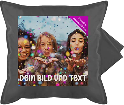 Kissenbezug - Foto eigenem Bild - Fotogeschenk - 50 x 50 cm - Grau - selber gestalten selbst Wohnzimmer Kissen Bedrucken personalisierter Baumwolle Lassen fotogeschenke Dein Bilder Text drucken von Geschenk mit Namen personalisiert by Shirtracer