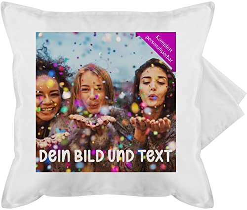 Kissenbezug - Foto eigenem Bild - Fotogeschenk - 50 x 50 cm - Weiß - selber gestalten selbst kissen bedrucken bilder drucker dein text fotogeschenke individuell lassen baumwolle eigenen druck von Geschenk mit Namen personalisiert by Shirtracer