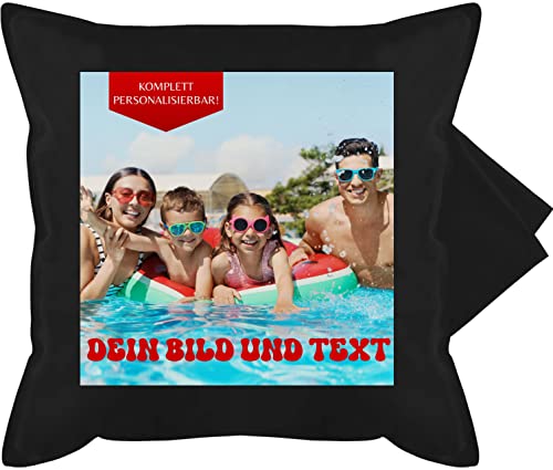 Kissenbezug - Bild - Eigenem Foto - 50 x 50 cm - Schwarz - kissenbezüge selber gestalten Bedrucken Kissen Bilder drucker Lassen personalisierte fotogeschenke individuell personalisierbarer von Geschenk mit Namen personalisiert by Shirtracer