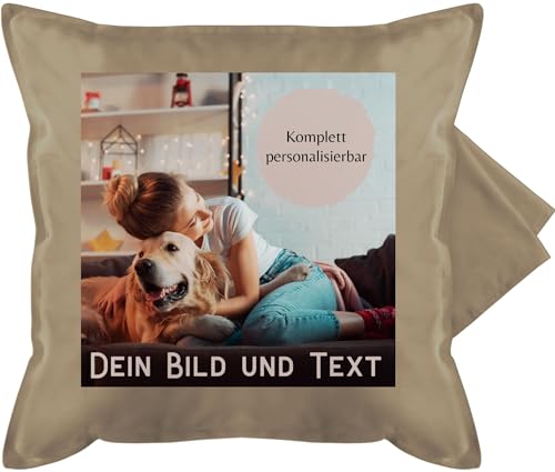 Kissenbezug - eigenem - Foto Bild Geschenk - 50 x 50 cm - Beige - fotokissen selbst gestalten selber Bedrucken with Your own Photo and Text kissenhülle eigenes+Bild+auf+Kissen fotopolster Name u von Geschenk mit Namen personalisiert by Shirtracer