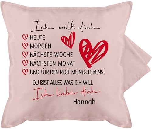 Kissenbezug - Partner Kissen Ideen - Ich Liebe Dich Geschenk - 50 x 50 cm - Hellrosa - liebes paarkissen Valentinstag Love Pillow pärchen für ihn liebeserklärung Freundin kuschelkissen Name von Geschenk mit Namen personalisiert by Shirtracer