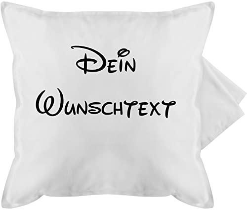 Kissenbezug - Aufdruck selbst gestalten - Wunschtext - 50 x 50 cm - Weiß - und name bedrucken eigenem text kissen beschriften lassen druck selbstgestalten selber machen schriftzug namens von Geschenk mit Namen personalisiert by Shirtracer