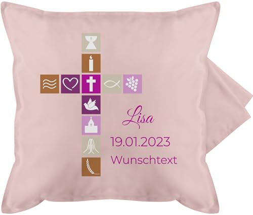 Kissenbezug - Geschenk Firmung Taufe Konfirmation - 50 x 50 cm - Hellrosa - personalisierte taufgeschenke Kissen zur Name patenkind+Geschenk patenkind individualisiert Kommunion konfirmations von Geschenk mit Namen personalisiert by Shirtracer