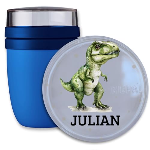 Lunchpot Kinder Müslibecher to go Joghurtbecher für Mepal Ellipse - Einschulung Geschenk Dino mit Name personalisiert I T Rex Geschenk Dinosaurier I Dinogeschenk Schulkind - 300 ml - Blau Lunchpot Kinder Müslibecher to go Joghurtbecher für Mepal Ellipse - Einschulung Geschenk Dino mit Name personalisiert I T Rex Geschenk Dinosaurier I Dinogeschenk Schulkind - 300 ml - Blau von Geschenk mit Namen personalisiert by Shirtracer