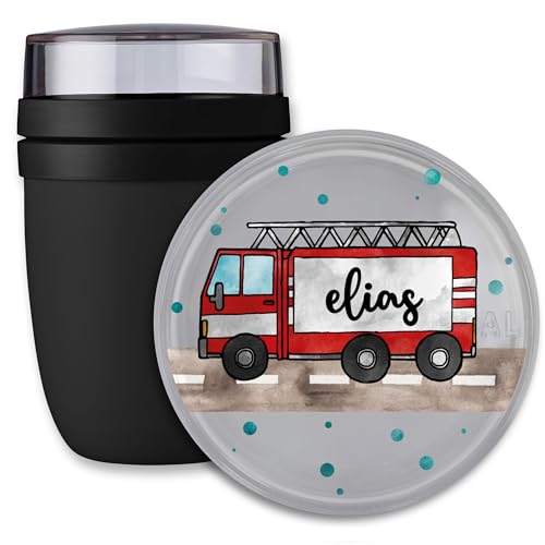 Lunchpot Kinder Müslibecher to go Joghurtbecher für Mepal Ellipse - Einschulung Geschenk Feuerwehrauto mit Name Geschenk Schulkind Feuerwehr Geschenke Kitastart Löschfahrzeug I 112 I Schulbeginn I von Geschenk mit Namen personalisiert by Shirtracer