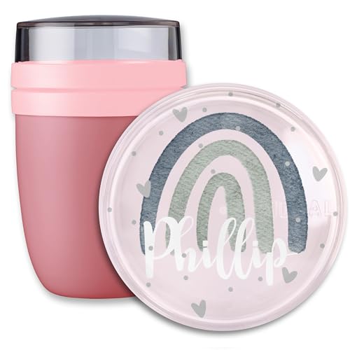 Lunchpot Kinder Müslibecher to go Joghurtbecher für Mepal Ellipse - Einschulung Geschenk Regenbogen mit Name Geschenk Schulkind Rainbow Geschenke Kitastart Regenbögen I Schuleintritt I Schulbeginn von Geschenk mit Namen personalisiert by Shirtracer