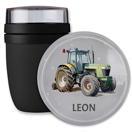 Lunchpot Kinder Müslibecher to go Joghurtbecher für Mepal Ellipse - Einschulung Geschenk Trecker mit Name Geschenk Schulkind Traktor Geschenke Kitastart Trecker I Schlepper I Schulanfang I von Geschenk mit Namen personalisiert by Shirtracer