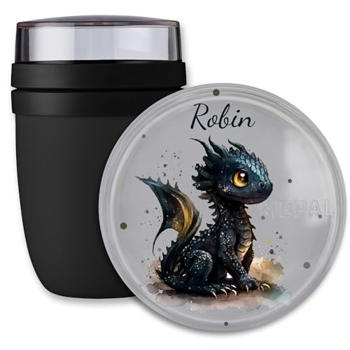 Lunchpot Kinder Müslibecher to go Joghurtbecher für Mepal Ellipse - Einschulung Geschenk süßer Drache mit Name Geschenk Schulkind Nachtdrache Geschenke Kitastart Drachen I Drachenzähmen I von Geschenk mit Namen personalisiert by Shirtracer