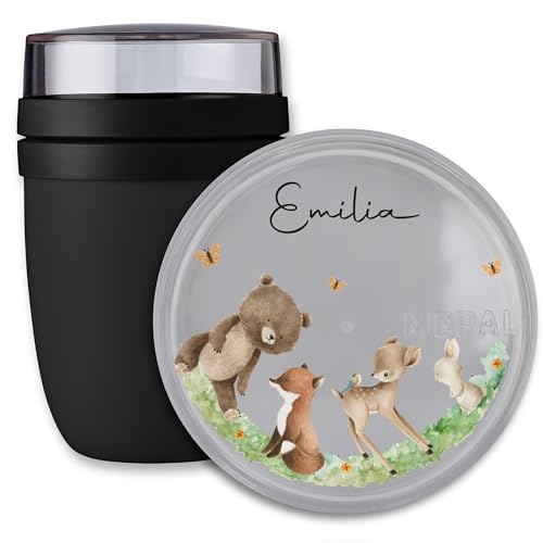 Lunchpot Kinder Müslibecher to go Joghurtbecher für Mepal Ellipse - Schulkind Geschenk Waldtiere mit Name Geschenk Einschulung Waldtier Geschenke Kitastart Wald Tiere I Schuleintritt I Schulbeginn I von Geschenk mit Namen personalisiert by Shirtracer