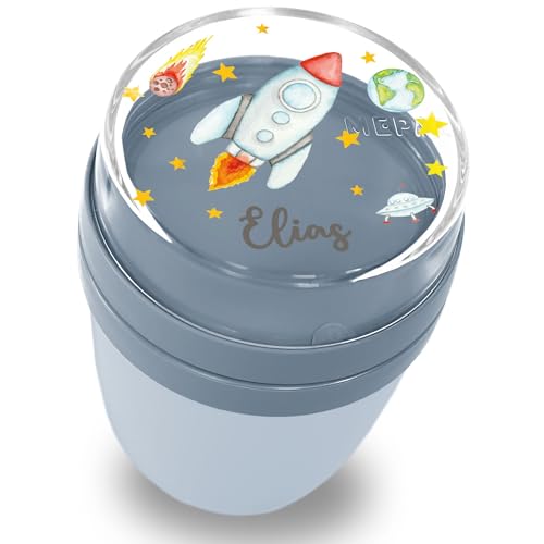Lunchpot Kinder Müslibecher to go Joghurtbecher für Mepal Ellipse - Schulkind Geschenk Weltall mit Name Geschenk Einschulung Rakete Geschenke Kitastart Weltraum I Spaceshuttle I Schulbeginn I von Geschenk mit Namen personalisiert by Shirtracer