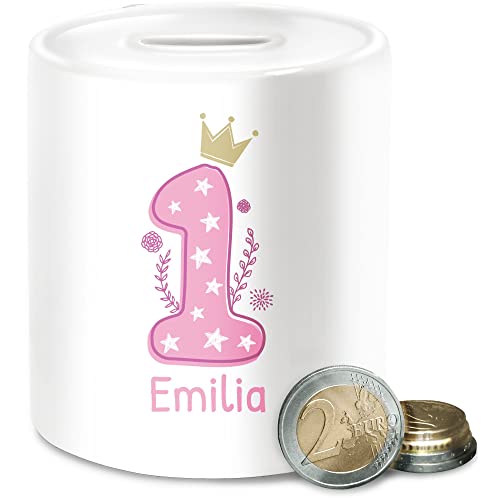 Spardose - 1. - Ich Bin eins I Geburtstag EIN Jahr alt - Unisize - Weiß - für einjährigen geldgeschenke Kindergeburtstag 1 erster Zahl sparbüchse zum ehretag jährigen von Geschenk mit Namen personalisiert by Shirtracer