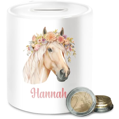 Spardose - Aquarell Pferd | Pferde Mädchen Geschenk | Pferde Motiv | Pferde Sachen | Pferde Geschenke - Unisize - Weiß - pferdespardosen pferden Tiere sparbüchse geldgeschenk Reiterin pferdemotiv von Geschenk mit Namen personalisiert by Shirtracer