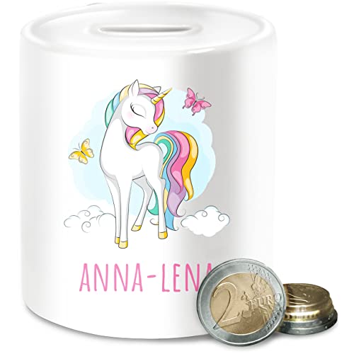 Spardose - Einhorn mit Name personalisiert Geschenk Unicorn I Einhörner Kinder Geschenk - Unisize - Weiß - personalisierte sparbüchse Unicorns personlisierte Keramik kinderspardose einhörnern von Geschenk mit Namen personalisiert by Shirtracer