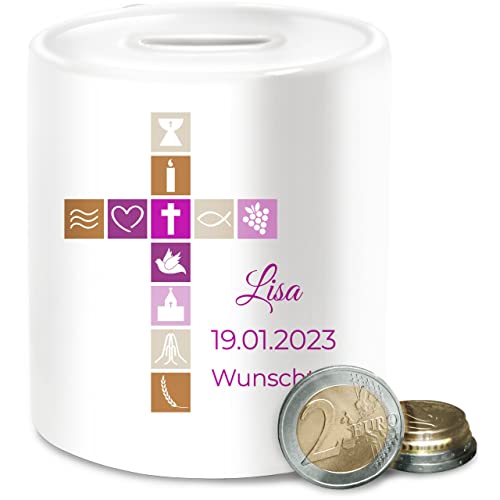 Spardose - Taufe - Geschenk Firmung GeldgeschenkTaufe I Geschenke Geld Konfirmation - Unisize - Weiß - zur konfirmationsgeschenke taufgeschenke Taufe￼ spardosen mädchen konfirmationsgeschenk von Geschenk mit Namen personalisiert by Shirtracer