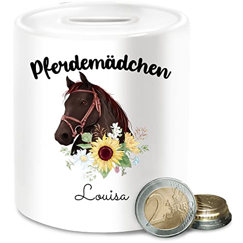 Spardose - Pferd - Pferdekopf mit Name personalisiert I Geschenk Pferdemädchen I Geldgeschenk Pferde Mädchen - Unisize - Weiß - Keramik Geschenke für reiterinnen pferden Blumen sparbüchse von Geschenk mit Namen personalisiert by Shirtracer