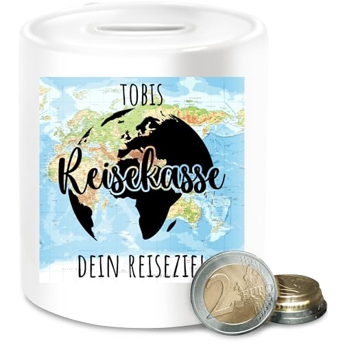 Spardose - Sommerurlaub Strand Bedruckt - Urlaub Geldgeschenk | Sparbüchse Reisen | Urlaubskasse | Reisespardose | Urlaubsgeld | Urlaub Geschenkidee - Unisize - Weiß - Reise Kanada personalisierte von Geschenk mit Namen personalisiert by Shirtracer