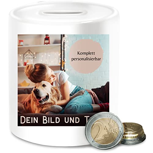 Spardose - eigenem - Foto Bild Geschenk - Unisize - Weiß - für Trinkgeld Foto-spardose selbst drucken Fotos sparbüchse geschlossen gestalten personalisiertes Photo and Text persönlich von Geschenk mit Namen personalisiert by Shirtracer