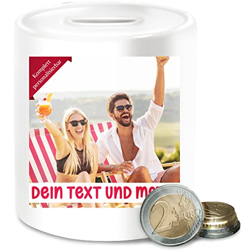 Spardose - Bild - Eigenem Foto Geschenk - Unisize - Weiß - Foto-spardose geschlossen selbst gestalten personalisiertes sparbüchsen Spenden persönlich personalisierte sparbüchse geburtsdaten von Geschenk mit Namen personalisiert by Shirtracer