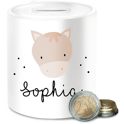 Spardose - Süßes Pferdemotiv Pferd Pferde - Unisize - Weiß - Geschenke für reiterinnen pferden sparbüchse pferdespardosen pferdeliebhaber Keramik geldgeschenk Reiterin pferdefan personalisierte von Geschenk mit Namen personalisiert by Shirtracer