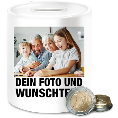 Spardose - Mit Foto eigenem Bild Text Name Wunschtext - Unisize - Weiß - Foto-spardose selbst drucken eigenen sparbüchse geschlossen gestalten personalisiertes oder persönlich personalisierte und von Geschenk mit Namen personalisiert by Shirtracer