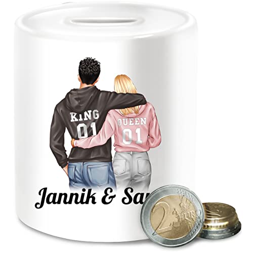 Spardose - Liebe - Partner Geschenke Paar King Queen Couple Pärchen Weihnachts-Geschenke Valentinstag - Unisize - Weiß - Paare fernbeziehung Weihnachten päärchen zum öffnen für personalisierte von Geschenk mit Namen personalisiert by Shirtracer