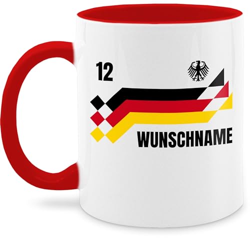 Tasse Tassen 325ml - 2024 Fussball EM Fanartikel - Deutschland Trikot mit Name und Nummer Germany - 325 ml - Rot - eigener aufschrift wm 24 deutschland. fußball flagge europa fan wunschname von Geschenk mit Namen personalisiert by Shirtracer