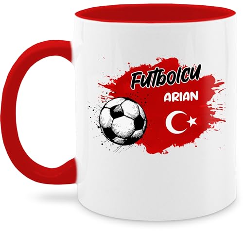 Tasse Tassen 325ml - 2024 Fussball EM Fanartikel - Personalisierbares Türkei Motiv | Individuelles Türkiye Design | Mit eigenem Namen | Turkey - 325 ml - Rot - custom mug soccer von Geschenk mit Namen personalisiert by Shirtracer