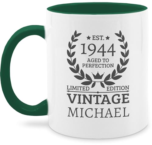 Tasse Tassen 325ml - Est.1944 Aged to perfection - Limited edition - Vintage mit Name - 325 ml - Petrolgrün - geburtstag 80 80. jahre 1943 geschenke zum 80.geburtstag personalisierte achtzigster von Geschenk mit Namen personalisiert by Shirtracer