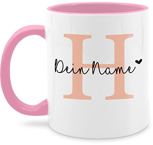 Tasse Tassen 325ml - Anfangsbuchstabe Name - Buchstabe Buchstaben Initialen - 325 ml - Rosa - geschenke lebenspartner personalisiertes weihnachten personalisierte selbst gestalten weihnacht von Geschenk mit Namen personalisiert by Shirtracer