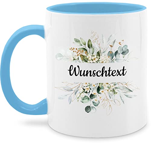 Tasse Tassen 325ml - Aufdruck selbst gestalten - Wunschtext Text I eigener Text - 325 ml - Hellblau - anpassen custom mug personalisierte blumen glühweintassen blumig selber paartassen 4 zeilen von Geschenk mit Namen personalisiert by Shirtracer