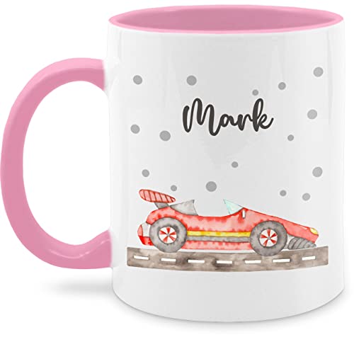 Tasse Tassen 325ml - Auto - Rennsemmel Flitzer Rennfahrzeug Rennsportwagen Sportwagen Rennwagen Rennauto - 325 ml - Rosa - name und von Geschenk mit Namen personalisiert by Shirtracer