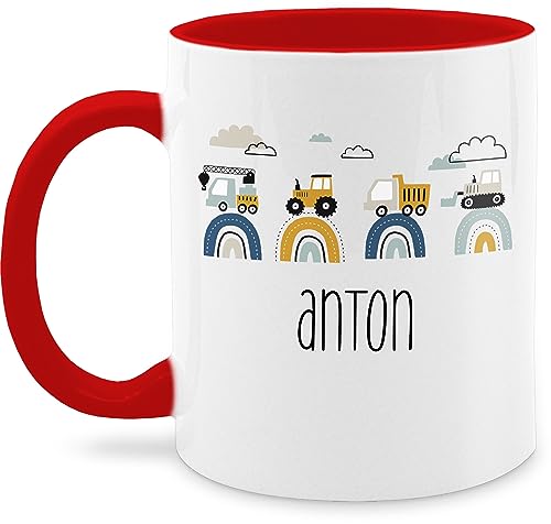 Tasse Tassen 325ml - Baustelle Traktor Bagger Kran Kipper LKW Planierraupe - 325 ml - Rot - kinder trecker bulldog und name personalisierte für traktorfahrer traktor, traktormotiv traktoren eigenen von Geschenk mit Namen personalisiert by Shirtracer