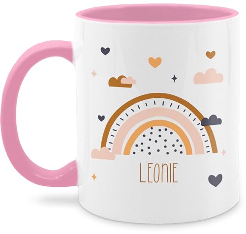 Tasse Tassen 325ml - Boho Regenbogen Rainbow - 325 ml - Rosa - mädchen name personalisierte kaffeetasse und von Geschenk mit Namen personalisiert by Shirtracer