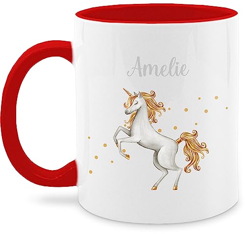 Tasse Tassen 325ml - Einhörner - Einhorn Unicorn - 325 ml - Rot - einhorntasse unicorns mug einhorntassen einhörnern kaffeetasse einhornbecher kinder personalisierter cups einhorn-tasse von Geschenk mit Namen personalisiert by Shirtracer