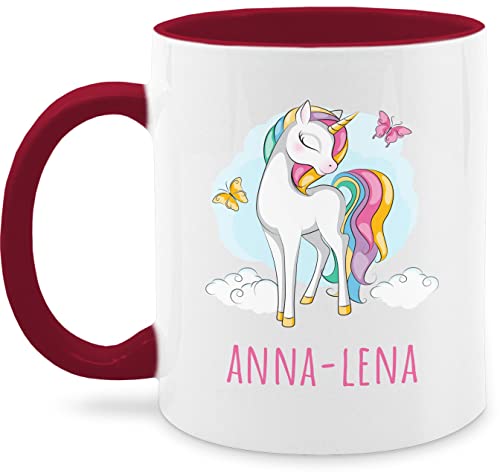 Tasse Tassen 325ml - Einhorn Unicorn Einhörner Kinder Geschenk - 325 ml - Bordeauxrot - personalisierte name einhörnern und motiv einem geschenke personalisiertes eigenem wunschname unicorns von Geschenk mit Namen personalisiert by Shirtracer