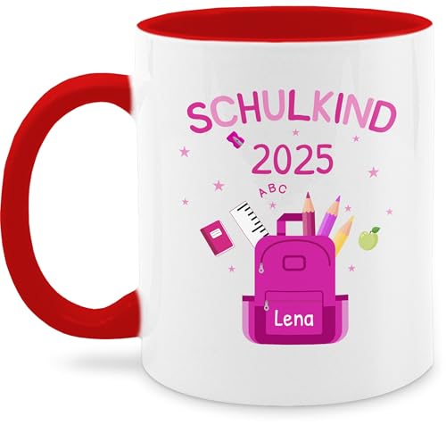 Tasse Tassen 325ml - Einschulung Schulanfang - Schulkind 2025-325 ml - Rot - 2023 personalisierte einschulungsgeschenke schulanfänger jetzt häferl mädchen einschulungstasse von Geschenk mit Namen personalisiert by Shirtracer