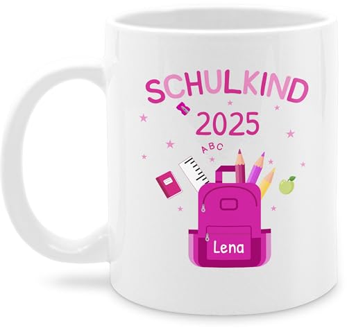 Tasse Tassen 325ml - Einschulung Schulanfang - Schulkind 2025-325 ml - Weiß - 2023 personalisierte einschulungsgeschenke schulanfänger jetzt häferl mädchen einschulungstasse von Geschenk mit Namen personalisiert by Shirtracer