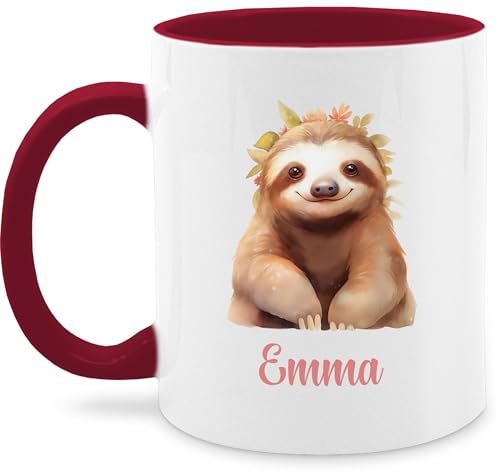 Tasse Tassen 325ml - Faultier Aquarell | Faultier Geschenke | Faultier-Liebhaber Geschenkidee | Fauli Fans - 325 ml - Bordeauxrot - für liebhaber faultiere faultieren von Geschenk mit Namen personalisiert by Shirtracer
