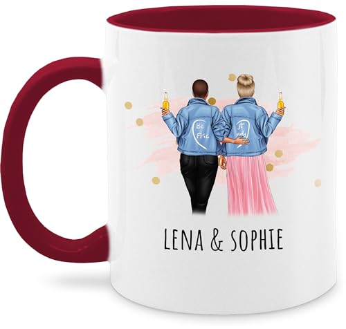 Tasse Tassen 325ml - Freundin - Beste Freundinnen Geschenk Freundinnen Geschenkidee Für 2 Freundinnen Freundschaft - 325 ml - Bordeauxrot - friends geschenke personalisierte lustig gute partner von Geschenk mit Namen personalisiert by Shirtracer