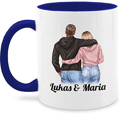 Tasse Tassen 325ml - Freundin - Pärchen Geschenk Valentinstag - personalisiert Pärchen - Valentinstag - Weihnachten - 325 ml - Dunkelblau - geschenke personalisierte freundinnen beste für lustig von Geschenk mit Namen personalisiert by Shirtracer